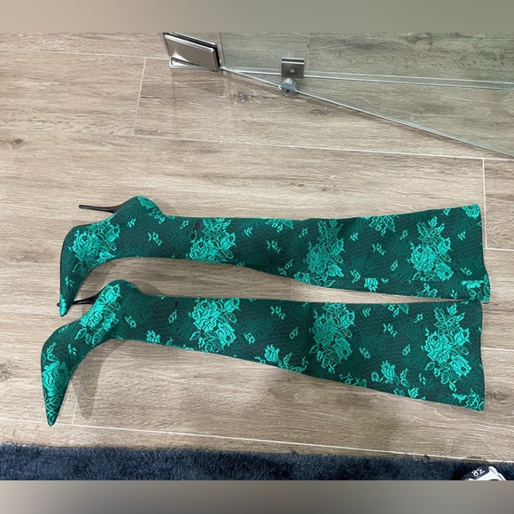 Balenciaga Green Lace Knife Boot Size 38 - Picture 2 of 4